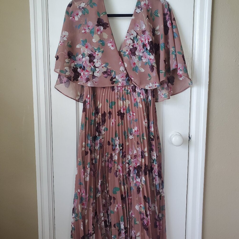 ASOS Floral Pleated Flutter Sleeve Dress